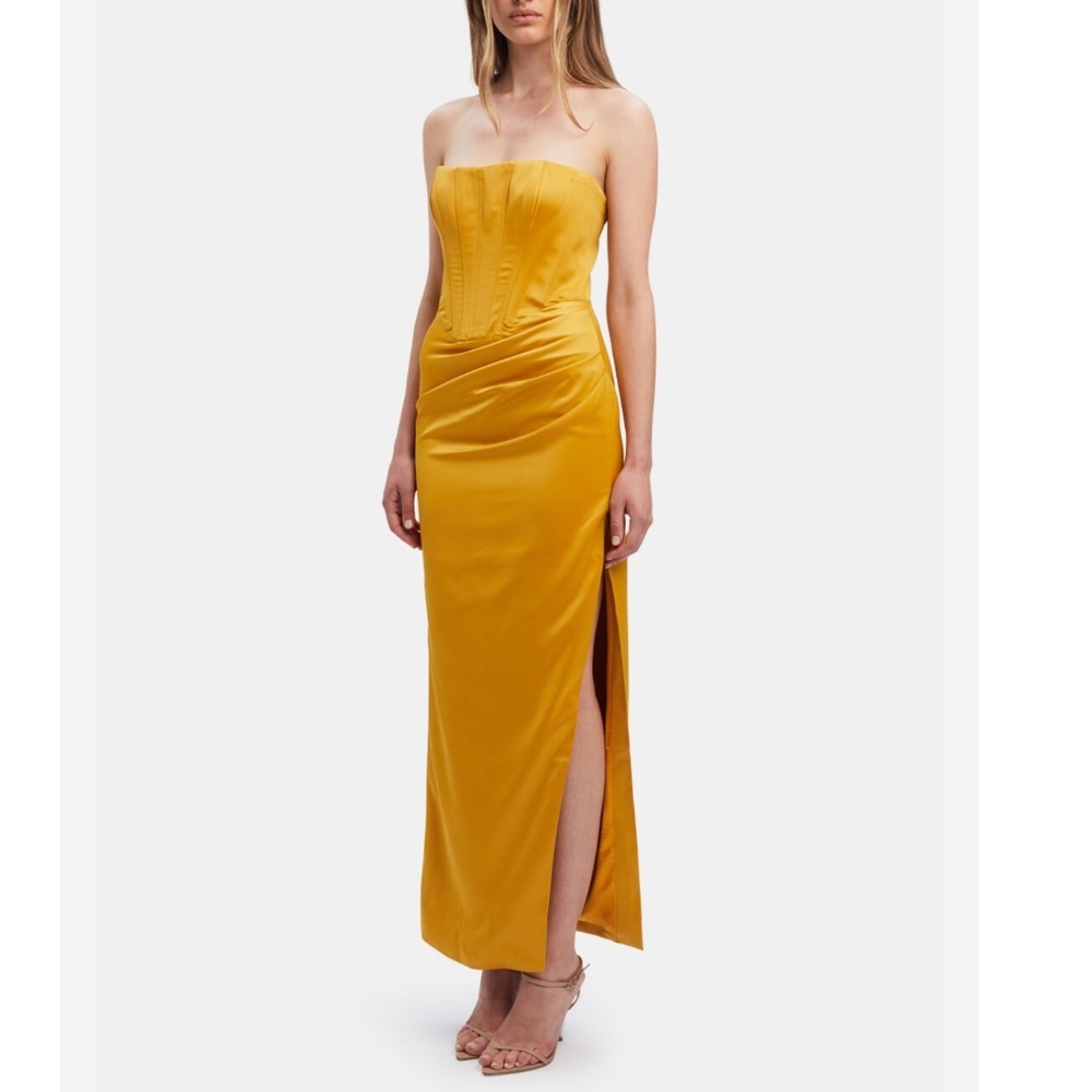 Bardot Everlasting Satin Marigold Midi Dress Size 6